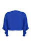 Plaj Giyim Indigo Crop Kolu Fırfırlı Volanlı Kruvaze Yaka Bluz TBBSS24AF00071 - 8