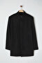 Black Regular Fit Hidden Button Stand Collar Cashmere Winter Coat Tmnaw25Kb00012 - 2