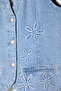 Açık Mavi Çiçek Nakışlı V Yaka Denim Yelek TWOSS25YE00003 - 7