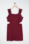 Burgundy Cut Out Detailed Straps Woven Dress Tbbss23Ah00026 - 6