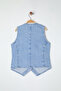 Açık Mavi Çiçek Nakışlı V Yaka Denim Yelek TWOSS25YE00003 - 9