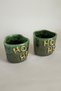 Gleam Green Ceramic Handmade Mug Cup Set of 2 Gold Plated Ho-Ho Embossed 2153 - 5
