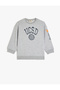 College Printed Long Sleeve Crew Neck Cotton Raised Sweatshirt