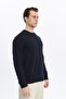 Men's Crew Neck Long Sleeve Regular Fit Basic T-Shirt Navy Blue - 2
