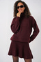 15891 Sweater Skirt Knitwear Two-Piece Set - Burgundy