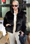 Black Mock Neck Women's Fur-Trimmed Coat MG2259 - 3
