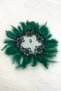 Green Vip Bridal Handkerchief, Beaded Pearl Sequins Feather Detailed Luxury Appliqued Groom Wedding Henna Circumcision Engagement - 5