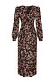 Floral Patterned V-Neck Waist-Fitted Midi Dress - 5