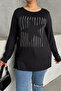 Plus Size Long Sleeve Crew Neck Stone Embroidered Slim Blouse 173716 - 6