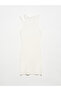 90142 Crew Neck Left Shoulder Decollete Knitwear Dress-Ecru - 2