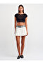 10553 Boat Neck Short Sleeve Floral Openwork Knitwear Blouse-Black - 3