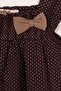 Square Collar Ruffle Sleeve Polka Dot Brown Polka Dot Color Girl's Tights Set - 3