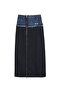 Navy Blue Matcli Denim Midi Skirt - Zipper Accessories - 2