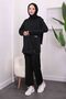 Black Zipper Detailed Scuba Set - 2
