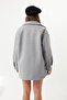 Women's Gray Shirt Collar Pocket Shirt Coat - 5