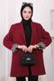 Burgundy Double Breasted Collar Pocket Blazer Jacket - 3