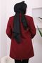 Burgundy Double Breasted Collar Pocket Blazer Jacket - 4
