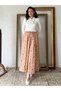 Brown Floral Satin Skirt