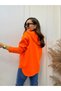 Women's Polo Neck Hooded Oversize Scuba Sweatshirt - 3