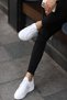Men's Leather Laceless Casual Sneaker – White - 2