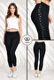 Ultra Stretchy Inner Raised Winter Leggings Keep Warm Comfort Model Black Combed Cotton Leggings with Recovery Stripe - 3