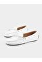 Genuine Leather White Bow Detailed Women's Loafer Shoes - 3