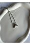 Silver Color Stone t Letter Steel Necklace in Thin Chain - 2