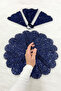 Navy Blue Sparkling Sequin Bride Groom Handkerchief, Sequin Sequin Detail, Wedding Henna Circumcision Promise Engagement Bride