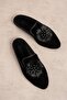 Mayer Black Round Stone Detailed Furry Closed Front Elegant House Slippers - 2