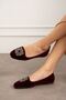 Raven Burgundy Square Stone Embroidered Detailed Ballerinas - 2