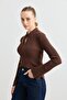 10637 Polo Neck Buttoned Corded Fabric Knitwear Sweater - 4