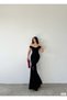 Boat Neck and Low-cut Detailed Diving Fabric Women's Dress - 5