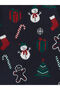 Navy Blue Crew Neck Christmas Themed Girl's Knitwear Sweater - 2