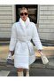 Ray Pattern Waist Tie Quilted Coat - 7