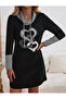 Women's Long Sleeve Turtleneck Lace up Two Thread Dress - 5
