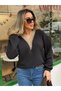 Leyla Art a New Perspective on Art Women's Long Sleeve V Lace Collar Without Shardon Three Yarn Blouse - 5