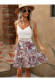Women's Sleeveless Rope Strap Laced Front V-Neck Floral Printed Single Jersey Dress - 5