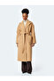 Double Breasted Long Stitched Coat with Applique Pockets and Belt Detail - 3