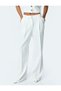 Unlined High Waist Pleated Detailed Striped Palazzo Trousers with Pockets - 4