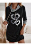 Women's Long Sleeve Turtleneck Lace up Two Thread Dress - 3
