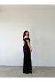 Boat Neck and Low-cut Detailed Diving Fabric Women's Dress - 7
