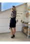 Women's Long Sleeve Double Breasted Collar Digital Printed Bow Detail Diving Fabric Dress - 7