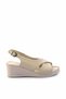 Beige Leather Women's Wedge Heeled Shoes K05466057003 - 2