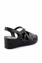 Black Genuine Leather Women's Wedge Heeled Shoes K 05466057203 - 4