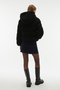 Women's Black Quilted Hooded Plush Coat Jacket - 2