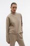 Women's Beige Color High Collar Loose Fit Sweatshirt - 3