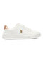 Women's White Low-Top Sneakers - Classic Style with Gold Accent and Cushioned Comfort Sole