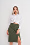 Women's Khaki Crepe Pencil Skirt