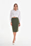 Women's Khaki Crepe Pencil Skirt - 5
