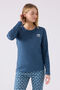 Women's Blue Long Sleeve Pajama Set - 2